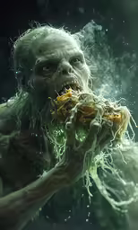 an animated zombie with vegetables is shown