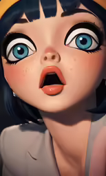 an image of a woman with blue eyes and an surprised look