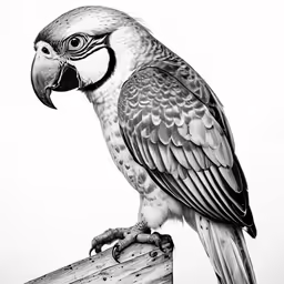 a parrot is standing on top of a trunk