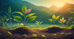 some trees growing in the dirt on a mountain