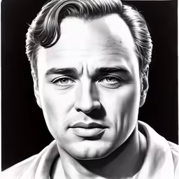 a black and white drawing of a man