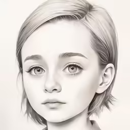 an inked picture of a woman with very large eyes