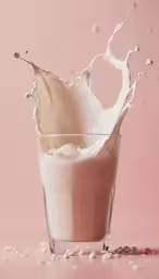 a glass of milk that has spilled into it