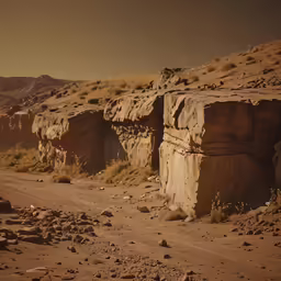 a dirt trail surrounded by desert rocks with no vegetation