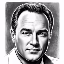 a drawing of a man in a suit and tie