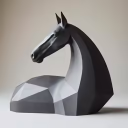 a large, black and white sculpture of a horse