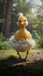 a duck is standing on the ground outside