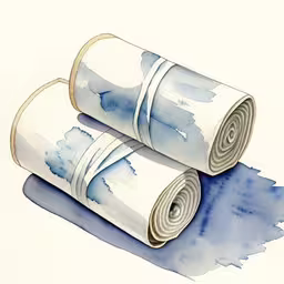 two rolled up yoga mats sit in watercolor style,two rolled up yoga mats with the bottom rolled down