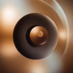 a ceiling light hanging over a room with round lights