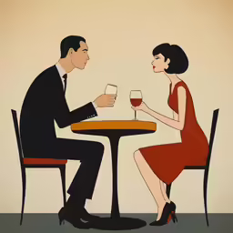 there are two people talking to each other at the table