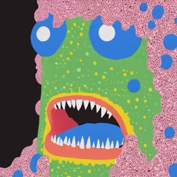 an image of a painting that appears to have teeth