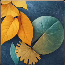 two green and yellow leaves next to each other