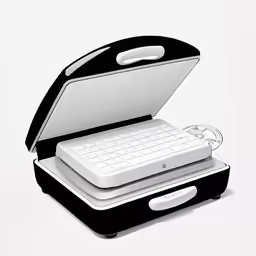 a compact laptop with a keyboard built inside