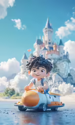 there is a toy boy riding in the wagon