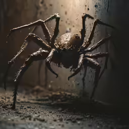 a large spider that is sitting in the dark