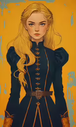 a lady with blonde hair wearing a long dress
