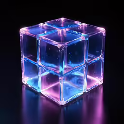a small square toy on a dark surface
