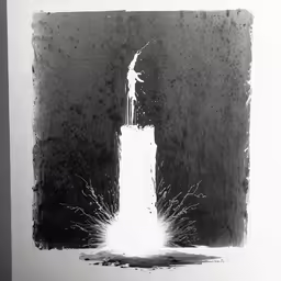 an abstract painting with black and white paint