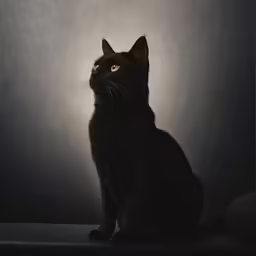 a black cat sitting on top of a table
