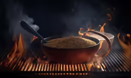 a bowl of fire pit food on a grill