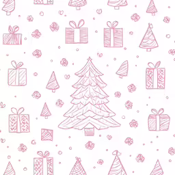 christmas presentes and presents are in the outline on the paper