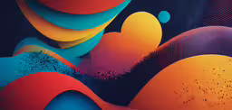 an artistic abstract wallpaper with multi colored shapes and dots,an artistic background with a design of abstract shapes and dots