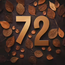 golden numbers placed on leaves and brown paper