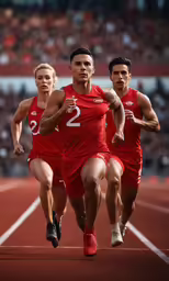 athletes are starting a race in an indoor track