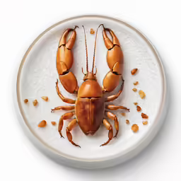 an unidentifiable animal on a white dish