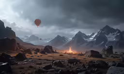 a group of hot air balloons above a field