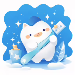 a cartoon bear brushing his teeth with a toothbrush
