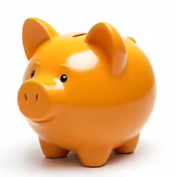 a close - up shot of a golden ceramic pig