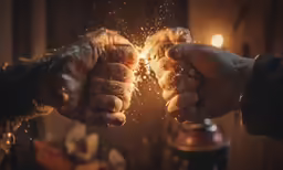 two people are holding sparklers in their hands