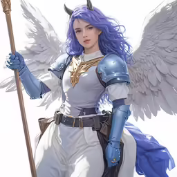 a very cute anime lady with a big blue head