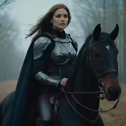 woman in a long black dress riding on a horse