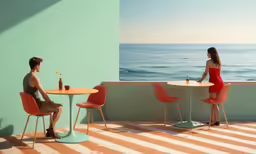 the couple is having wine together at the balcony