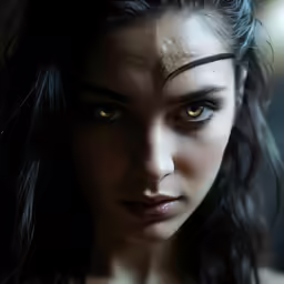 the image of a beautiful woman with yellow eyes