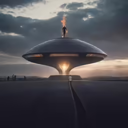people stand on a very large structure near the sun