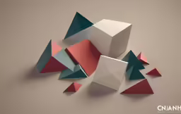 a group of white and red geometric shapes