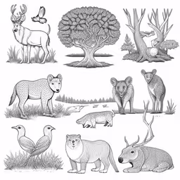 animals are in an illustration that appears to be for children