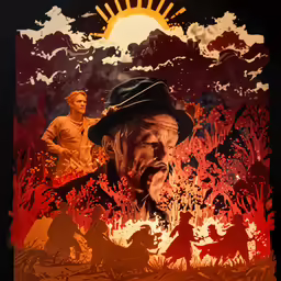 the man with a hat has something in his mouth