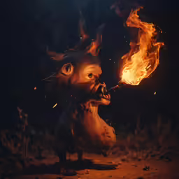 a photo of an animal with flames in its mouth