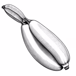 the drawing shows a white banana hanging from the tree,a drawing of a banana on a white background