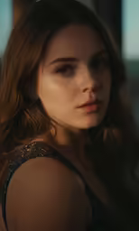 a woman with shoulder length hair and a dark smoky face