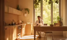 a woman sitting at a table using her laptop