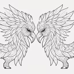 two large wings, drawn with black ink