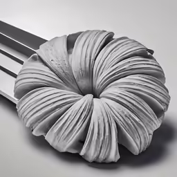 an artistic black and white image of an apple on a fork
