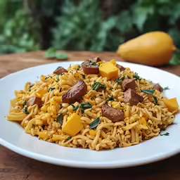 the dish is full of noodle and vegetable stir fry