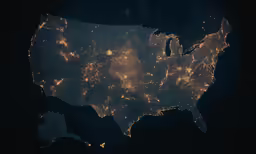 the united states of the world with lights on at night