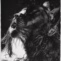 the black and white photo shows a very close up look